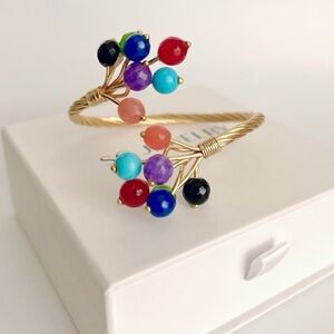 Cuff Quartz Bracelet | Handcrafted 22K Gold Plated | Adjustable Dainty Jewelry